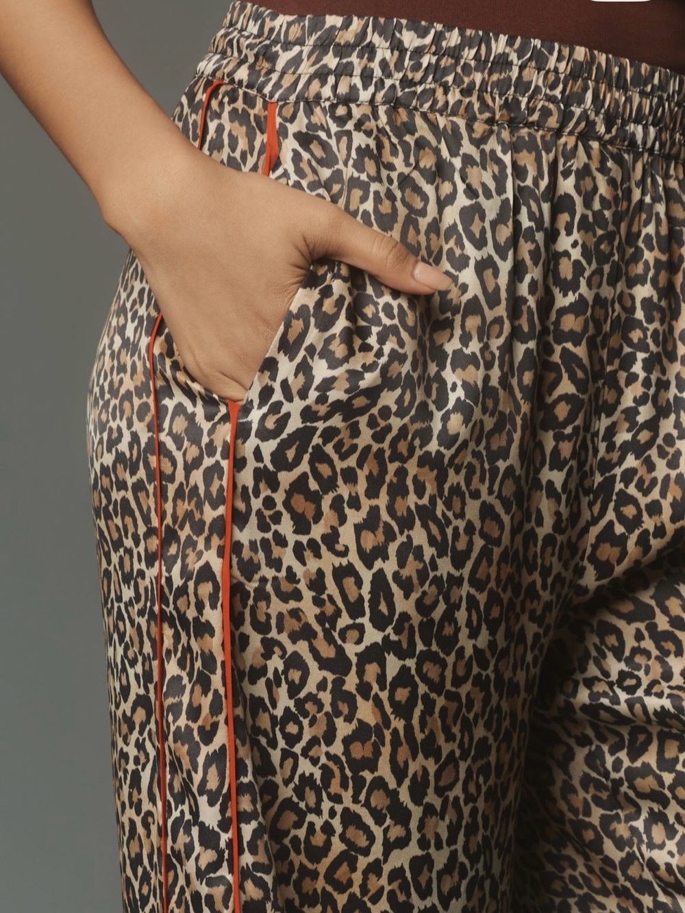 Anthropologie Brown Leopard-Print Wide-Leg Pants - Picture 2 of 6